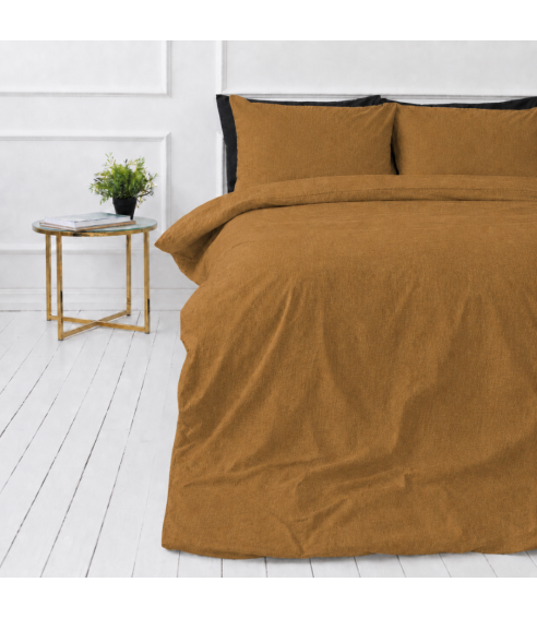Pellava pussilakanasetti „Linen Mustard“. Pellava pussilakanasetti