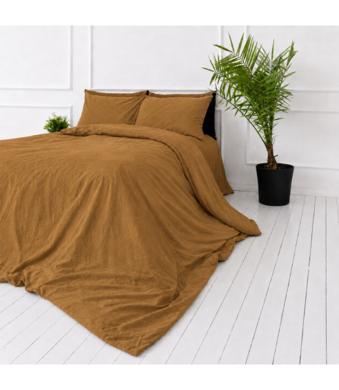 Pellava pussilakanasetti „Linen Mustard“. Pellava pussilakanasetti