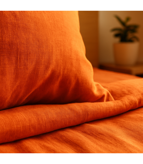 Pellava pussilakanasetti „Linen Orange“. Pellava pussilakanasetti