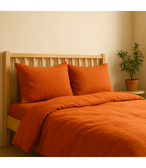 Pellava pussilakanasetti „Linen Orange“. Pellava pussilakanasetti