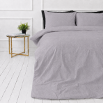 Pellava pussilakanasetti „Linen Pearl“. Pussilakanasetti 150x210, 140x200 cm, 150x210 cm, 160x200 cm, 180x200 cm, 200x200 cm, 200x220 cm, 240x220 cm. Elegantti harmaanlila pussilakanasetti hienovaraisella sävy sävyyn -kuviolla.