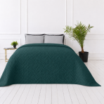 Päiväpeite „Bedspread Juniper”. Viltit, 210x240 cm. Syvänvihreä päiväpeite hillityllä geometrisella kohotekstuurilla Päiväpeite „Bedspread Juniper”. Viltit, 210x240 cm. Syvänvihreä päiväpeite hillityllä geometrisella kohotekstuurilla