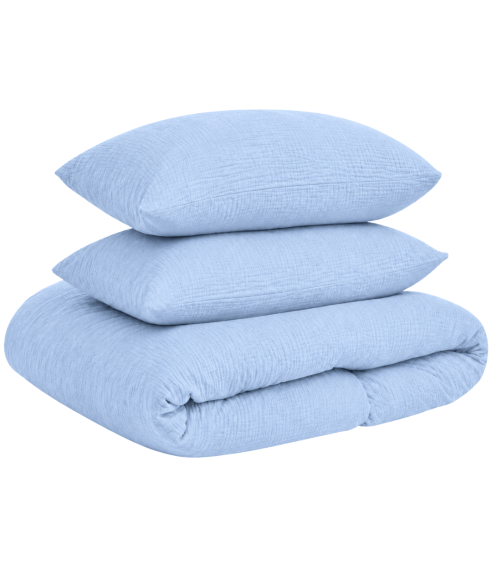 Musliini pussilakanasetti „Blue muslin“. Lasten pussilakanasetti