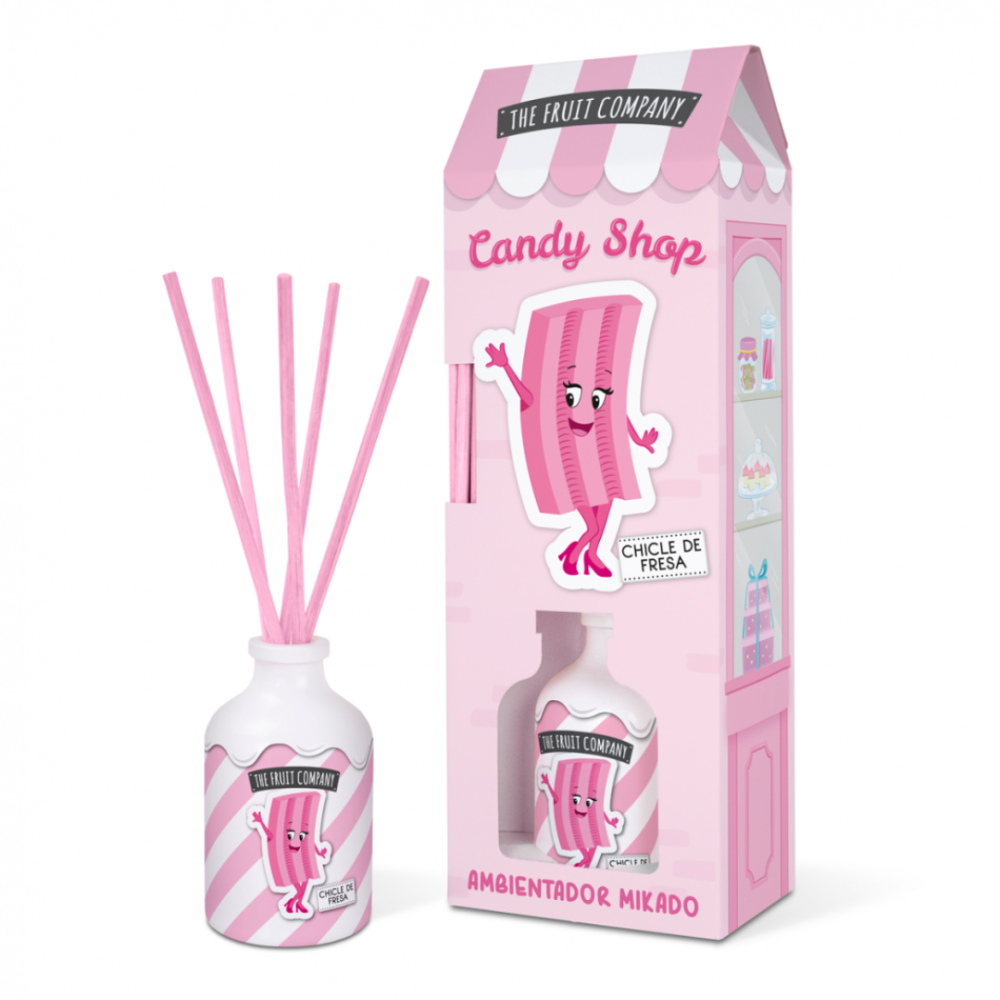 Kotituoksut tikkuineen „Candy Pop Fresa The Fruit Company“. Kodin tuoksut. Makea ja hedelmäinen kodin tuoksu – kirsikan, appelsiinin, aniksen, mansikan, vaniljan ja vadelman vivahteet.
