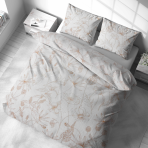 Pussilakanasetti „Aubrielle“. Kuvioitu pussilakanasetti, 140x200 cm, 150x210 cm, 160x200 cm, 180x200 cm, 200x200 cm, 200x220 cm, 240x210 cm. Vaalea vuodevaatesetti pastellisella kukkapiirroksella