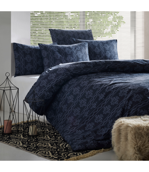 Pussilakanasetti „Bailey Blue“. Puuvilla pussilakanasetti