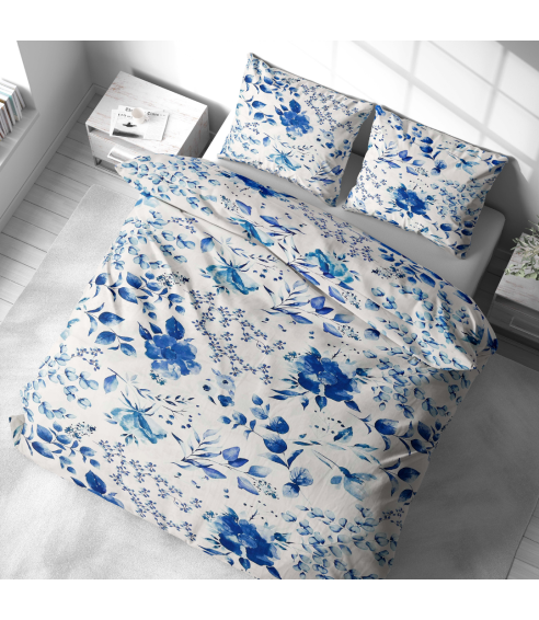 Pussilakanasetti „Blue Fields“. Puuvilla pussilakanasetti