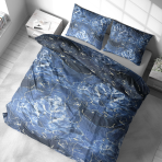 Pussilakanasetti „Cosmic Blue“. Pussilakanasetti 140x200, 140x200 cm, 160x200 cm, 200x200 cm, 200x220 cm, 220x240 cm