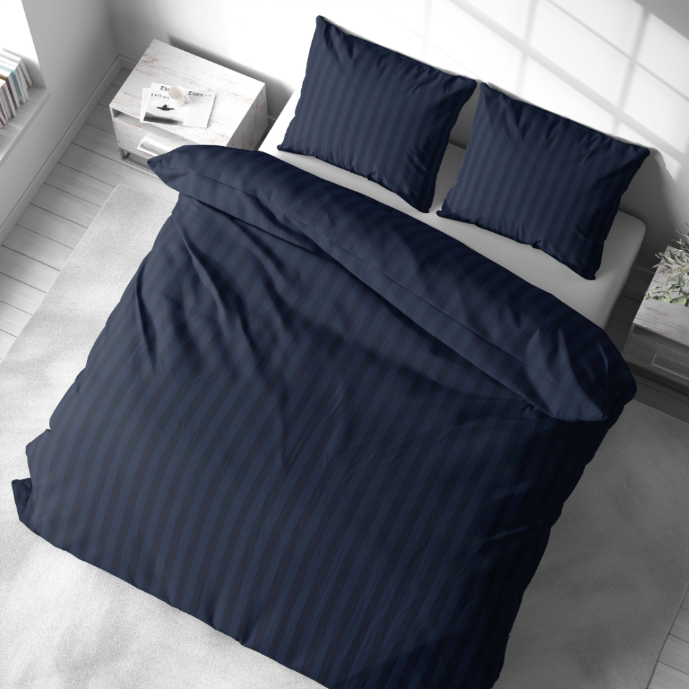 Pussilakanasetti „Dark Blue Stripes“. Pussilakanasetti 140x200, 140x200 cm, 200x200 cm, 200x220 cm