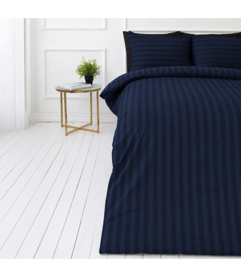 Pussilakanasetti „Dark Blue Stripes“. Hotelli pussilakanasetti