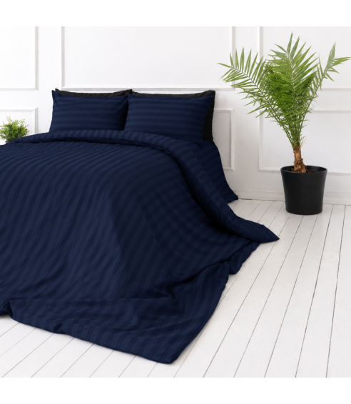 Pussilakanasetti „Dark Blue Stripes“. Hotelli pussilakanasetti