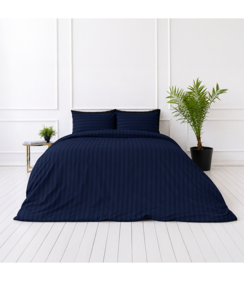 Pussilakanasetti „Dark Blue Stripes“. Hotelli pussilakanasetti
