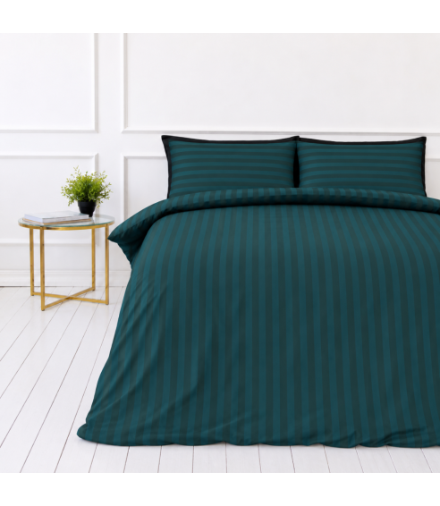 Pussilakanasetti „Green Stripes“. Hotelli pussilakanasetti