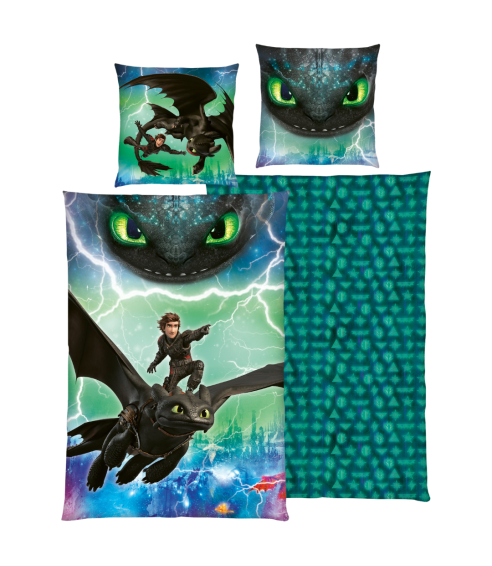 Pussilakanasetti „How to train your dragon“. Puuvilla pussilakanasetti