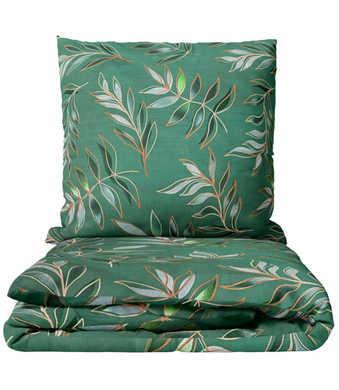Pussilakanasetti „Jade Leaves“. Puuvilla pussilakanasetti