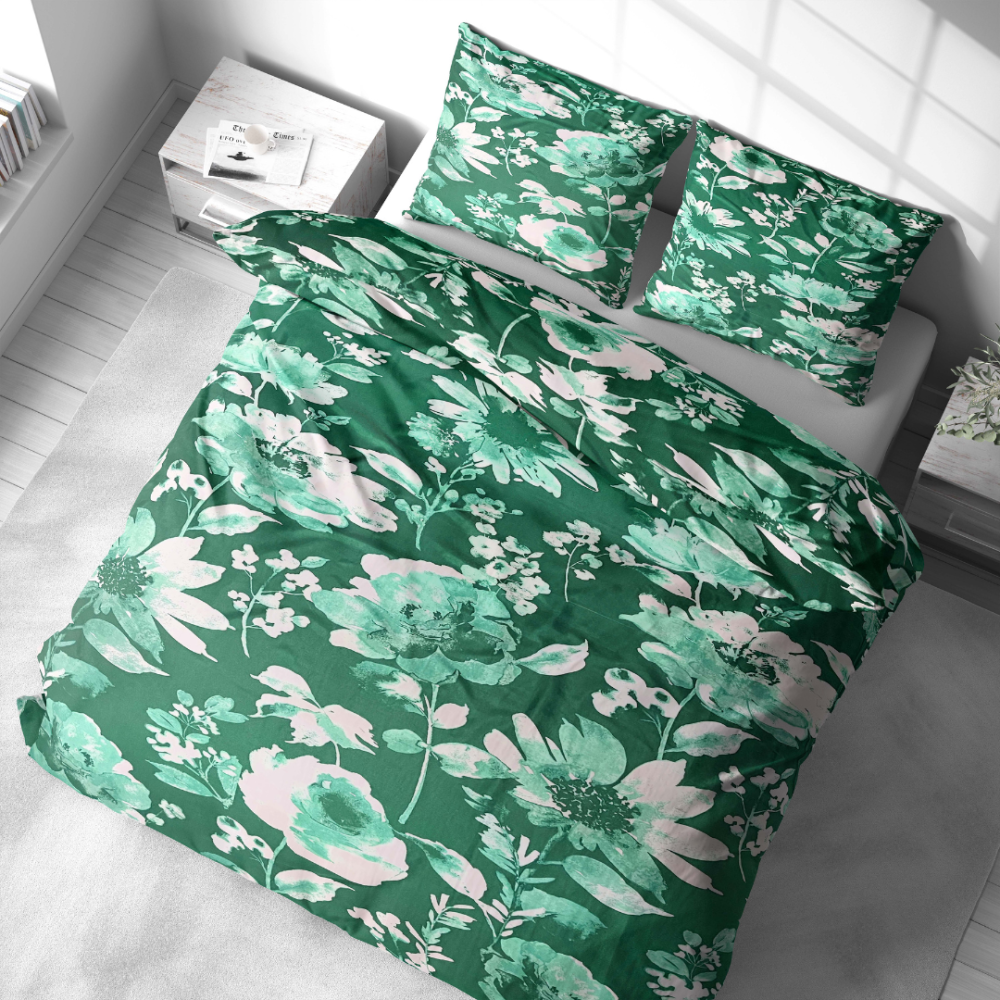 Pussilakanasetti „Lush Green“. Pussilakanasetti 140x200, 140x200 cm, 160x200 cm, 200x200 cm, 200x220 cm, 220x240 cm
