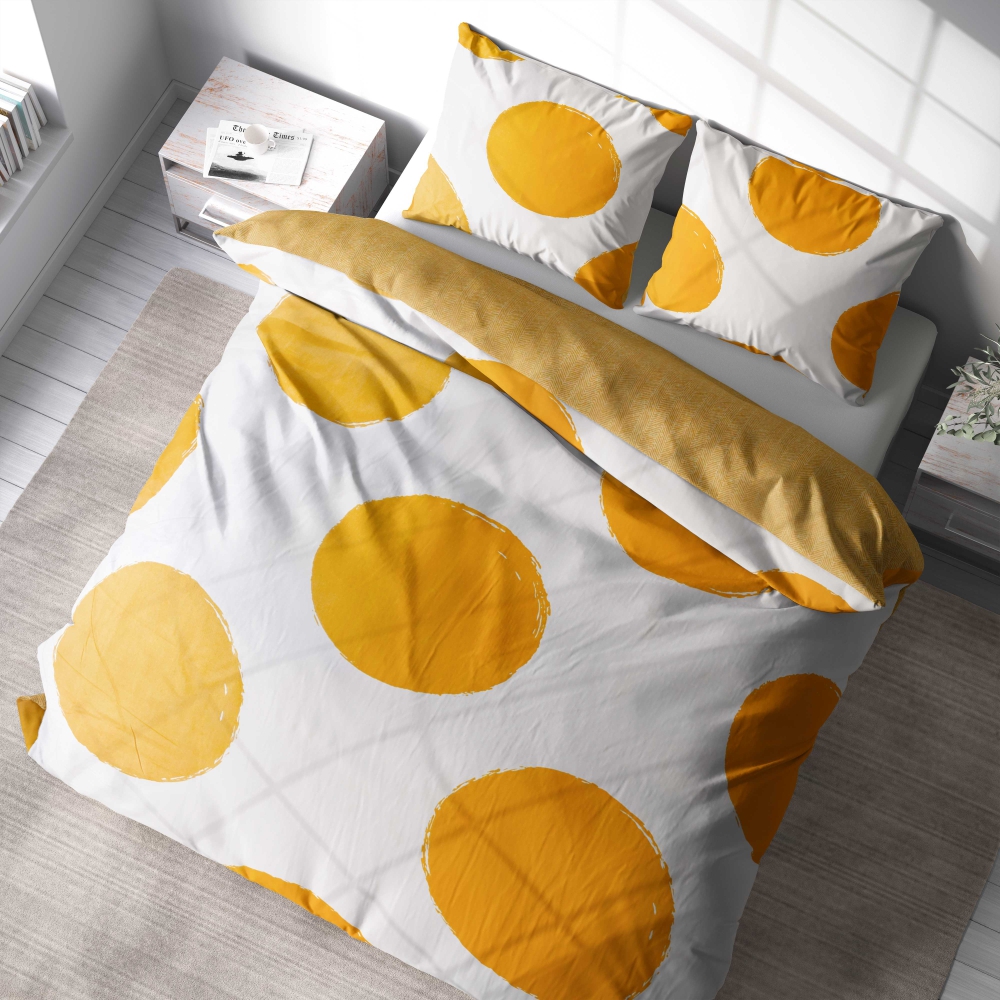 Pussilakanasetti „Orange Bliss“. Pussilakanasetti 140x200, 140x200 cm, 150x200 cm, 160x200 cm, 180x200 cm, 200x200 cm, 200x220 cm