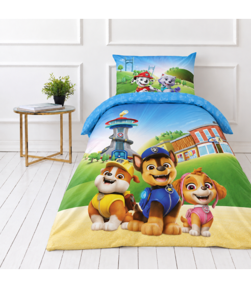 Pussilakanasetti „Paw Patrol Blue“. Puuvilla pussilakanasetti