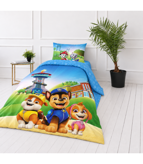 Pussilakanasetti „Paw Patrol Blue“. Puuvilla pussilakanasetti