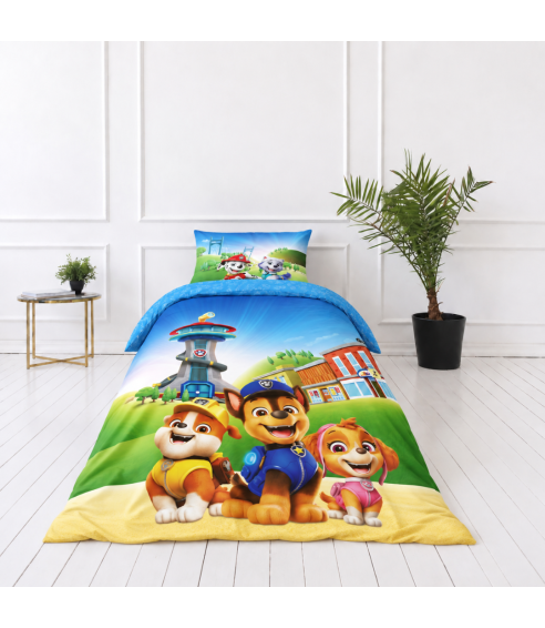Pussilakanasetti „Paw Patrol Blue“. Puuvilla pussilakanasetti