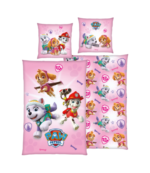 Pussilakanasetti „Paw Patrol Pink“. Puuvilla pussilakanasetti