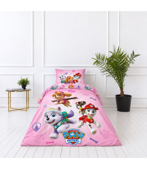 Pussilakanasetti „Paw Patrol Pink“. Puuvilla pussilakanasetti