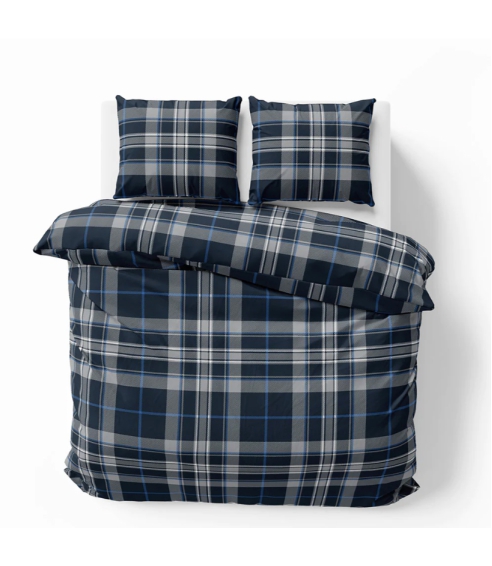 Pussilakanasetti „Plaid Blue“. Puuvilla pussilakanasetti