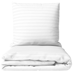 Pussilakanasetti „White Stripes“. Valkoinen pussilakanasetti, 140x200 cm, 150x210 cm, 160x200 cm, 180x200 cm, 200x200 cm, 200x220 cm