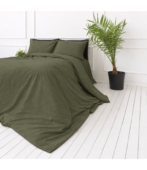 Percale pussilakanasetti „Moss Green Percale“. Percale pussilakanasetti