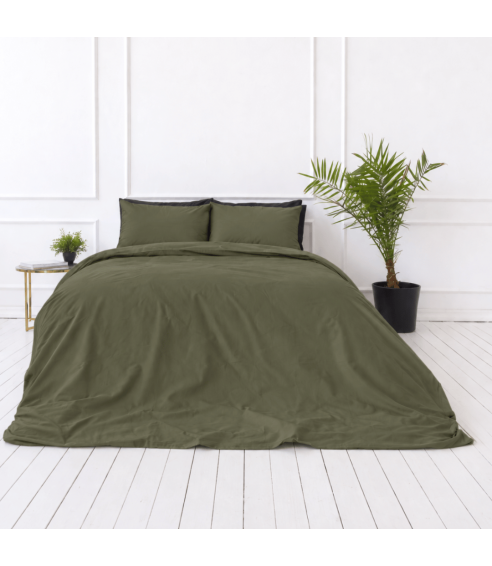 Percale pussilakanasetti „Moss Green Percale“. Percale pussilakanasetti