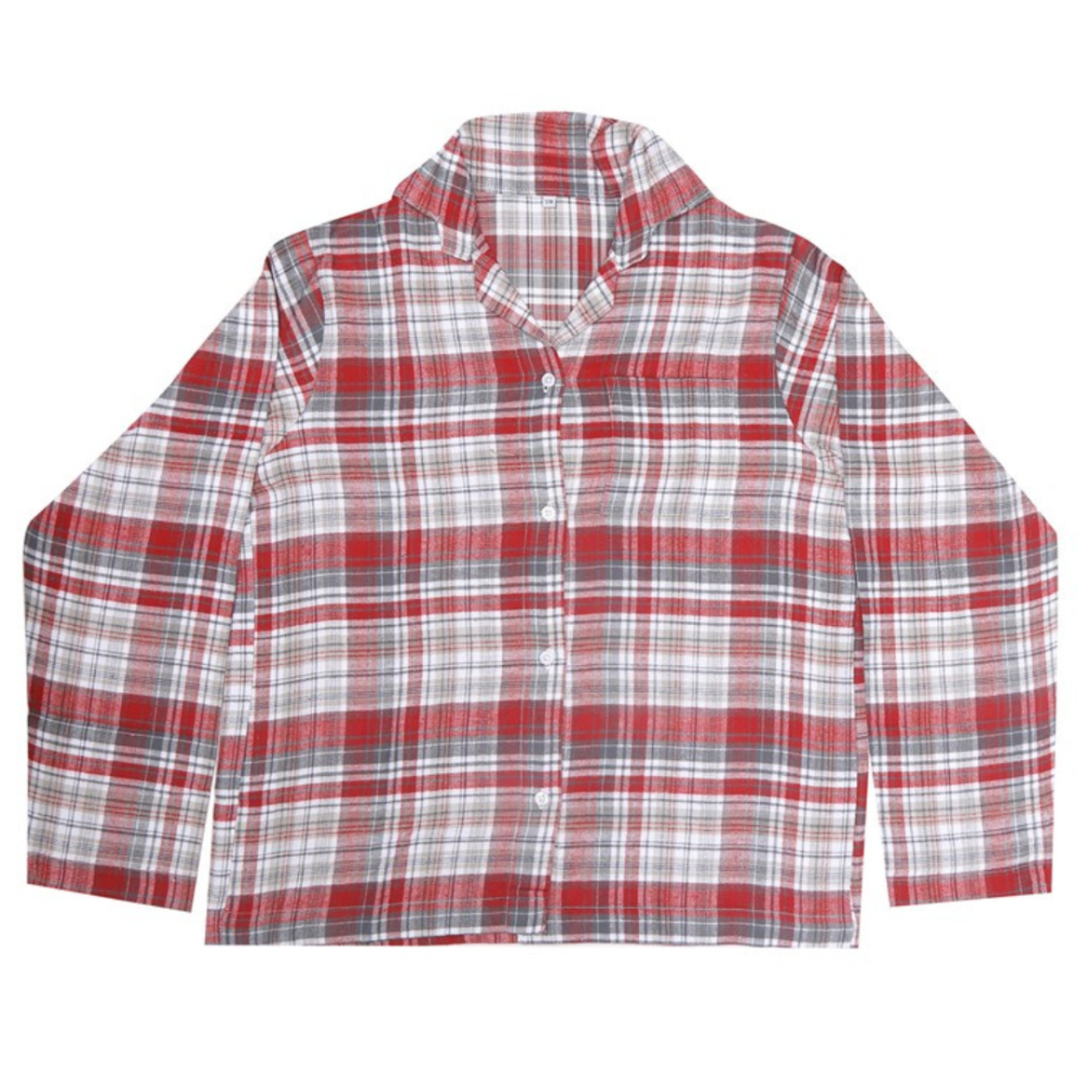 Pyjama „Red checks“, L, XL. Klassinen ruudullinen pyjama punaisen ja harmaan sävyissä