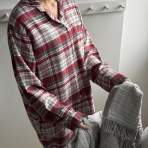 Pyjama „Red checks“, L, XL. Mukava pyjama valkoisen, punaisen ja harmaan ruutukuosissa