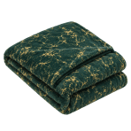 Viltti „Gilded Green fleece blanket“. Viltit, 200x220 cm. Tummanvihreä torkkupeitto näyttävällä kullanvärisellä marmoria muistuttavalla juovakuviolla.