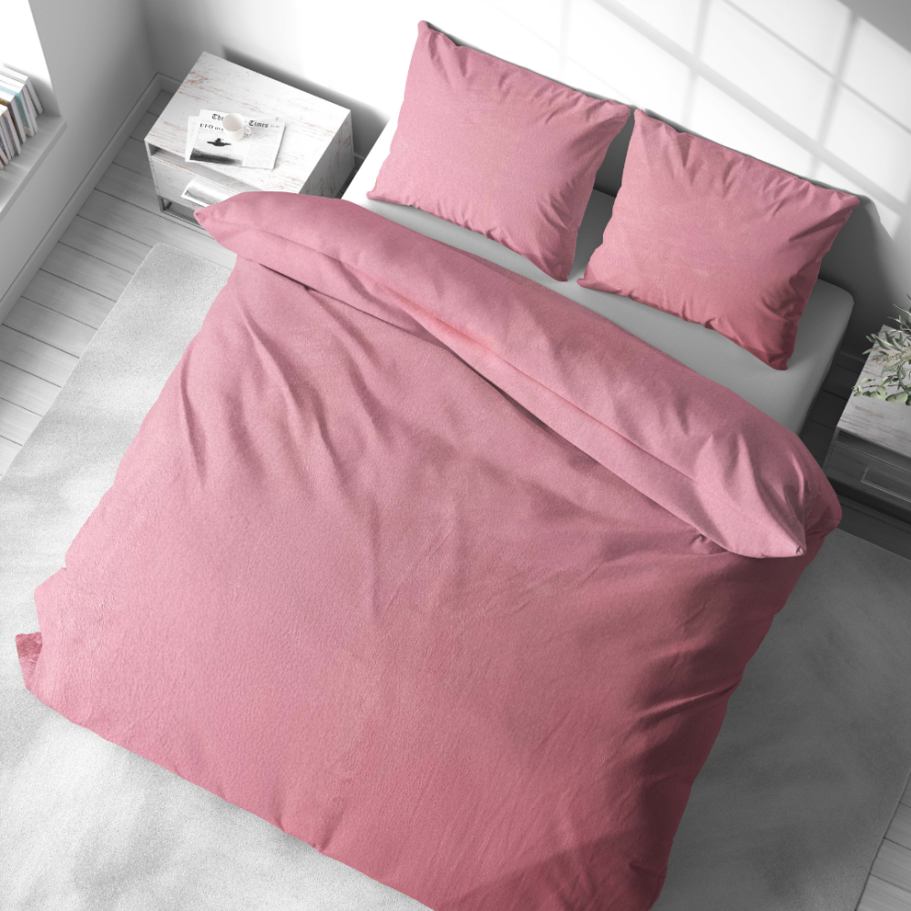 Plyysi pussilakanat „Minky Rose Solid“. Pussilakanasetti 200x220, 200x220 cm. Vaaleanpunainen vuodevaate pehmeällä, punertavalla vivahteella