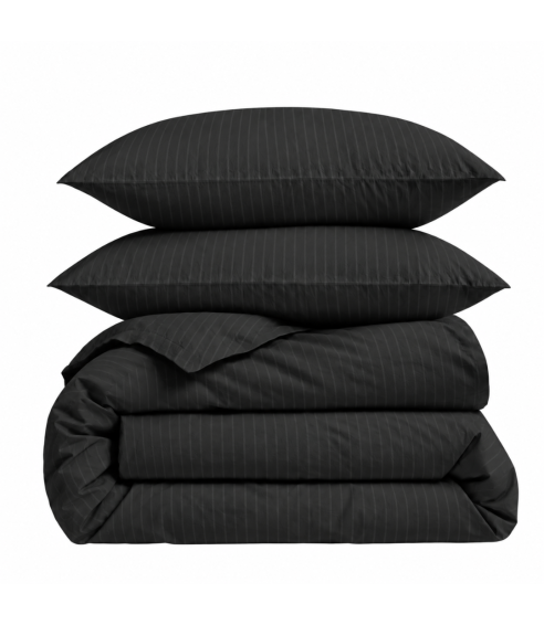 Premium satiinipussilakanasetti „Black Stripe Sateen“. Satiinipussilakanasetti