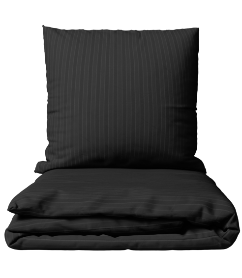 Premium satiinipussilakanasetti „Black Stripe Satin“. Satiinipussilakanasetti