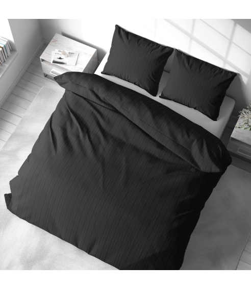 Premium satiinipussilakanasetti „Black Stripe Satin“. Satiinipussilakanasetti
