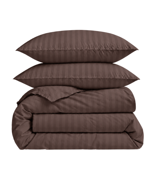 Premium satiinipussilakanasetti „Brown Stripe Sateen“. Satiinipussilakanasetti