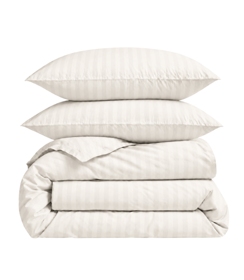 Premium satiinipussilakanasetti „Snow White Stripe Sateen“. Satiinipussilakanasetti