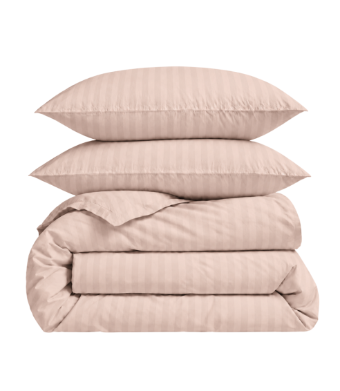 Premium satiinipussilakanasetti „Classic Coffee Stripe Sateen“. Satiinipussilakanasetti