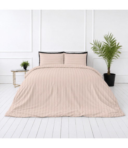 Premium satiinipussilakanasetti „Classic Coffee Stripe Sateen“. Satiinipussilakanasetti