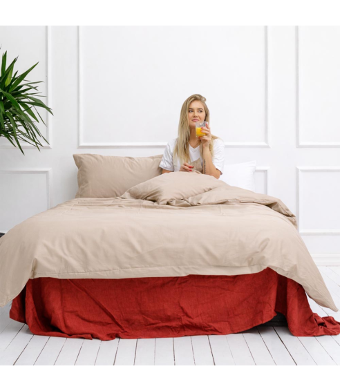 Premium satiinipussilakanasetti „Classic coffee“. Satiinipussilakanasetti