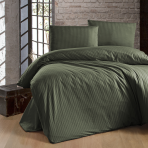 Premium satiinipussilakanasetti „Dark Green Stripe“. Satiinipussilakanasetti, 140x200 cm, 200x200 cm, 200x220 cm