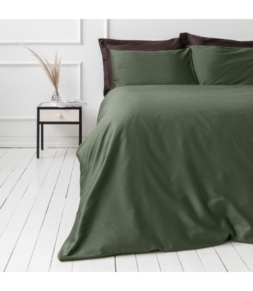 Premium satiinipussilakanasetti „Dark green“. Satiinipussilakanasetti