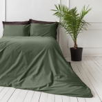 Premium satiinipussilakanasetti „Dark green“. Satiinipussilakanasetti, 140x200 cm, 200x200 cm, 200x220 cm