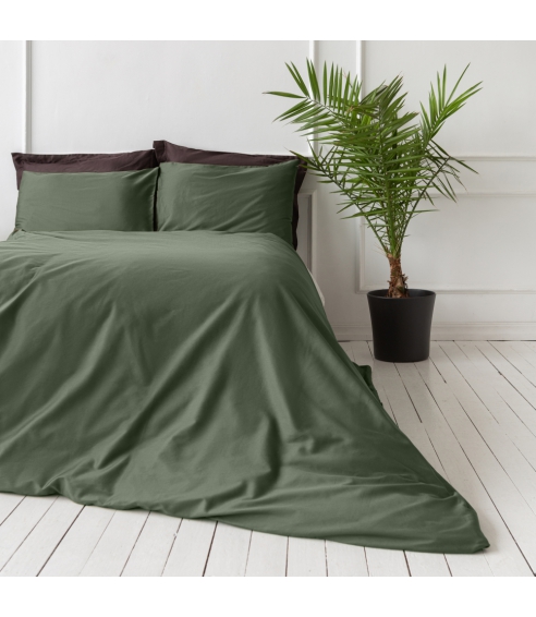 Premium satiinipussilakanasetti „Dark green“. Satiinipussilakanasetti
