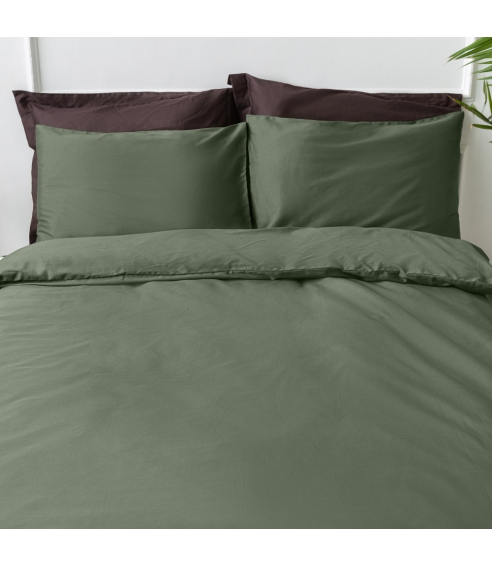 Premium satiinipussilakanasetti „Dark green“. Satiinipussilakanasetti