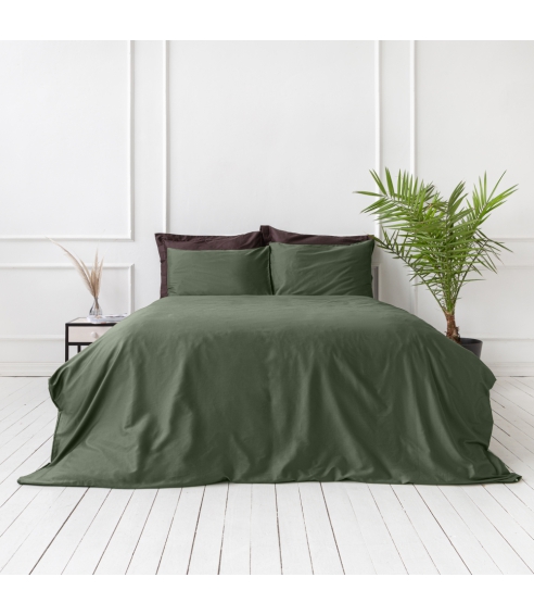 Premium satiinipussilakanasetti „Dark green“. Satiinipussilakanasetti
