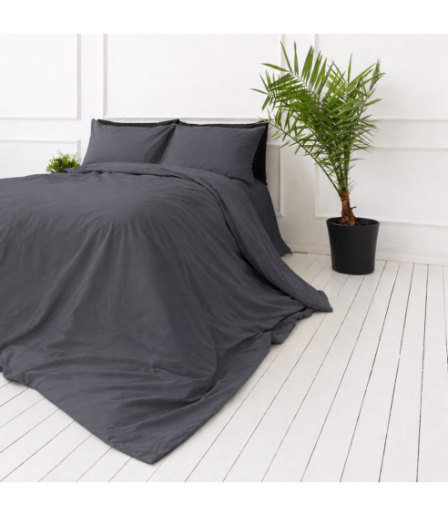 Premium satiinipussilakanasetti „Dark Grey sateen“. Satiinipussilakanasetti