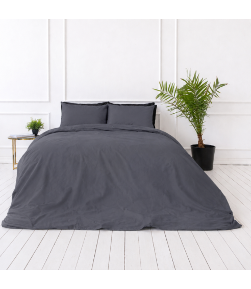 Premium satiinipussilakanasetti „Dark Grey sateen“. Satiinipussilakanasetti